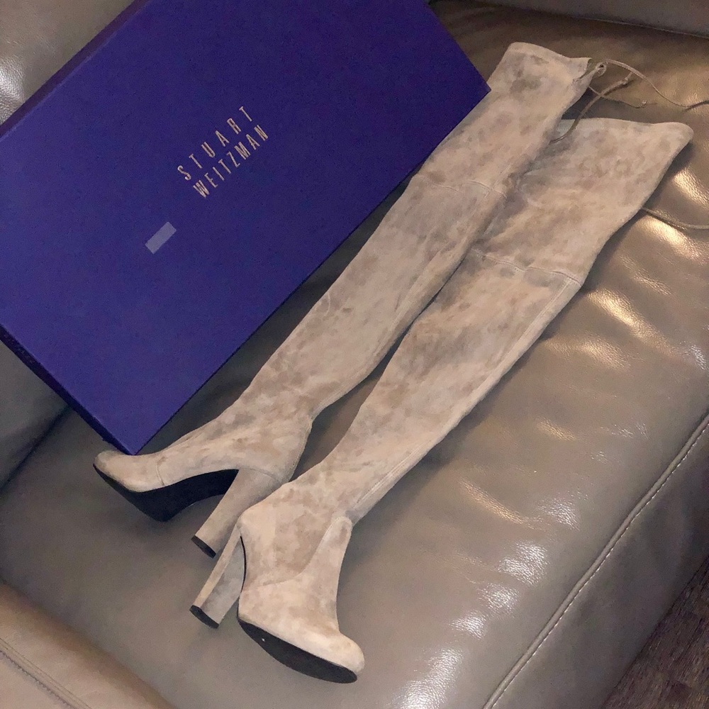 Taupe Suede over knee boots